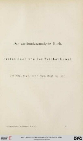 Das zweiundzwanzigste Buch: Erstes Buch von der Zeichenkunst