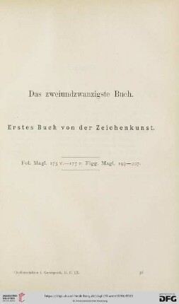 Das zweiundzwanzigste Buch: Erstes Buch von der Zeichenkunst