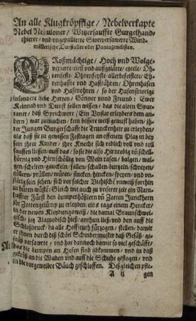 An alle Klugkröpffige, Nebelverkapte Nebel Nebuloner [...]