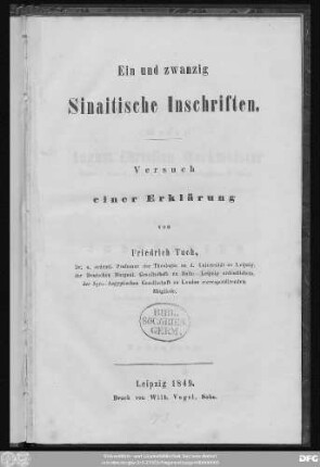 Einundzwanzig Sinaitische Inschriften : Versuch einer Erklärung