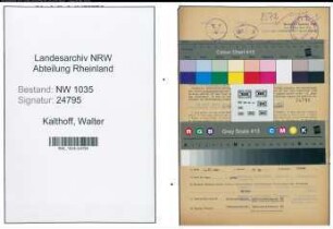 Entnazifizierung Walter Kalthoff , geb. 24.06.1897 (Bergbauangestellter)