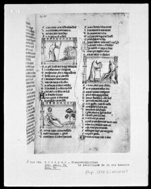Le pélerinage de la vie humaine — Drei Miniaturen, Folio 50recto