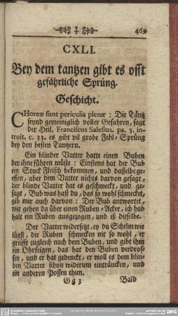 CXLI. Bey dem tantzen gibt es offt gefährliche Sprüng. Geschicht
