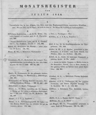 Monatsregister vom Julius 1840