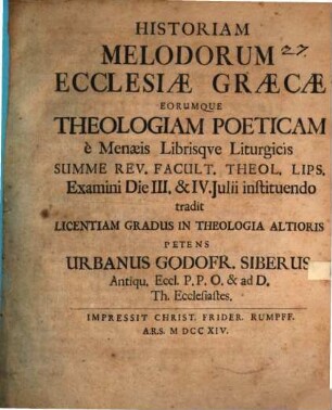 Historiam Melodorum Ecclesiae Graecae Eorumque Theologiam Poeticam ...