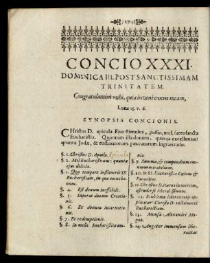 Concio XXXI. Dominica III. Post Sanctissimam Trinitatem.