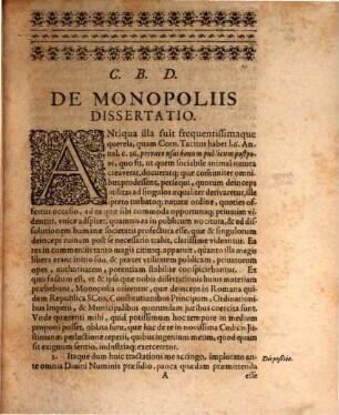 De Monopoliis Dissertatio