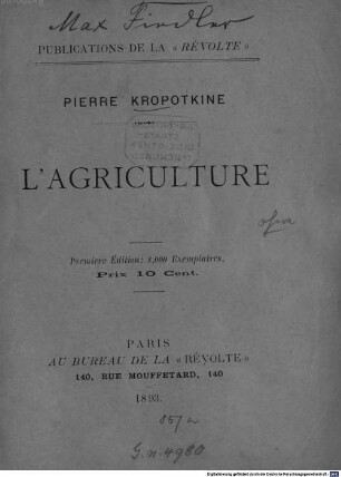 L'Agriculture