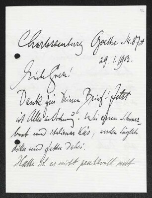 Brief von Walter Leistikow an Margarete Hauptmann