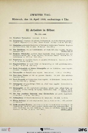 E) Arbeiten in Silber (Nr. 525-660)
