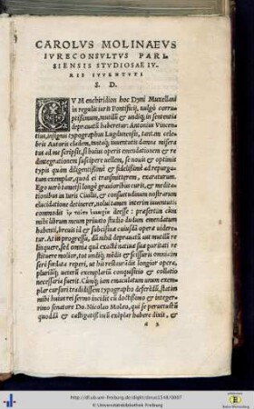 Carolus Molinaeus Iurisconsultus Parisiensis…