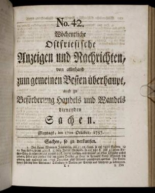 No. 42. Montags, den 17ten October, 1757.