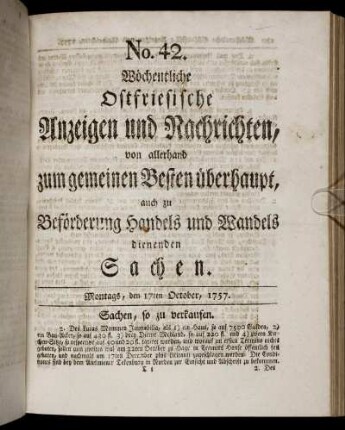 No. 42. Montags, den 17ten October, 1757.
