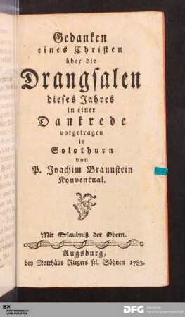 Gedanken eines Christen über die Drangsalen dieses Jahres