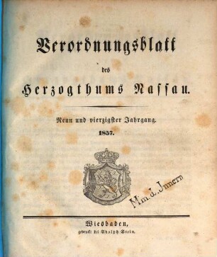 Verordnungsblatt des Herzogtums Nassau. 49. 1857