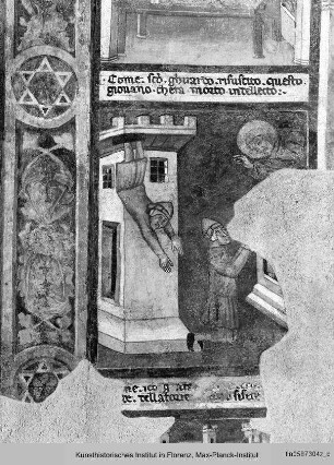 Der Selige Gerardo Mecatto von Villamagna und seine Vita : Der Selige Gerardo Mecatto errettet einen Soldaten, der vom Turm gefallen ist