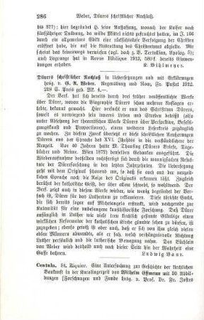 286 [Rezension] Dürer, Albrecht, Dürers schriftlicher Nachlass