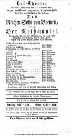 Des Reichen Sohn von Bremen, oder: Der Rothmantel