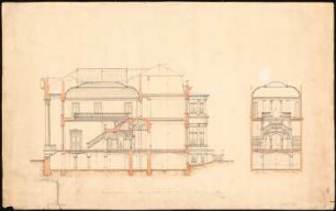 Wohnhaus Wilhelmstraße 70 (Villa Strousberg), Berlin Umbau: Querschnitt, Treppenhaus-Längsschnitt