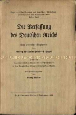 Abhandlung Hegels über die deutsche Verfassung