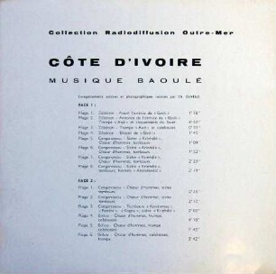 Côte d'Ivoire - Musique Baoulé - Collection Radidiffusion Outre-Mer