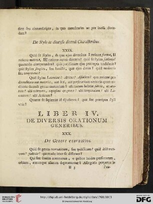 Liber IV: De Diversis Orationum generibus