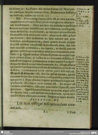 Assertio VI. Lex non obligat nisi rationalem creaturam