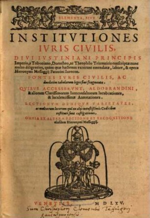 Elementa seu Institutiones iuris civilis ...