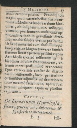 Caput II. De hirudinum etymologia, forma, generatione, differentiis & significatione metaphorica.