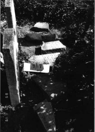 Grabstein 17 (Index: 99796297) Material: Sandstein Zustand: gut Maße HxBxT: 0x0x0 cm Beschreibung: Stele, Konvexbogenabschluß: Grabstein 17