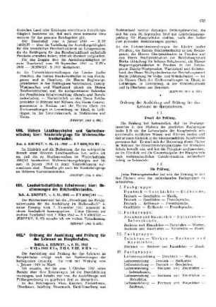 Höhere Landbauschulen und Gartenbauschulen; hier: Sonderlehrgänge für Wehrmachtsfronturlauber : [Amtliche Erlasse] ; [Amtlicher Teil]