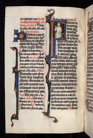Historisierte Initiale: F(uit vir vite venerabilis): Heiliger Benedikt