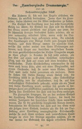 Aus: "Hamburgische Dramaturgie"