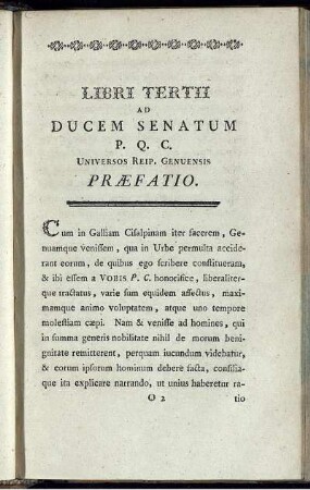 Libri Tertii ad Ducem Senatum P. Q. C. ... Praefatio.