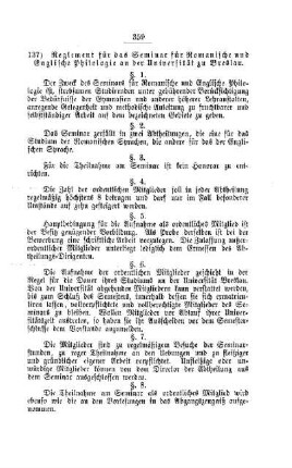 Reglement für das Seminar für Romanische und Englische Philologie an der Universität zu Breslau : [II. Universitäten und Akademien]