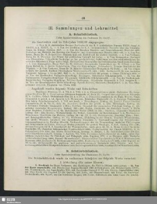 III. Sammlungen und Lehrmittel
