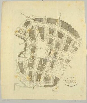 Stadtplan von Leipzig innerhalb der Stadtmauern mit Hausnummern