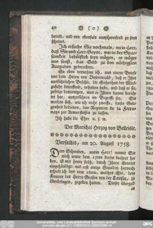 Versailles, am 20. August 1758.
