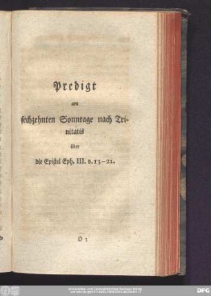 Predigt am sechzehnten Sonntage nach Trinitatis über die Epistel Eph. III. v. 13 - 21.