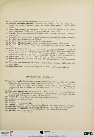 Stickereien, Textilien (Nr. 979-997a)