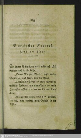 Vierzigstes Kapitel. Trost der Liebe