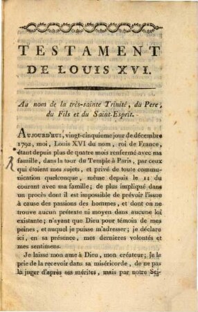 Testament du Louis XVI.