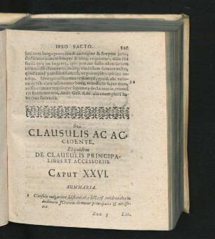 De Clausulis Ac Accidente, Et quidem De Clausulis Principalibus Et Accessoriis. Caput XXVI.