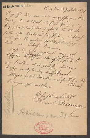 Brief an B. Schott's Söhne : 27.07.1898