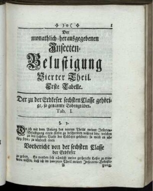 Insecten-Belustigung Vierter Theil. Erste Tabelle [bis] vierte Tabelle.
