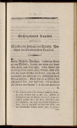 Sechszehntes Kapitel. Charakter der Herzogin von Melinda. Verfahren des Staatsministers Pombal