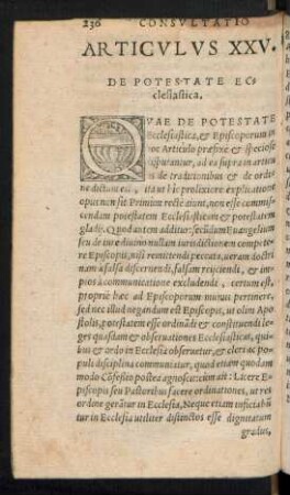 Articulus XXV. De Potestate Ecclesiastica.