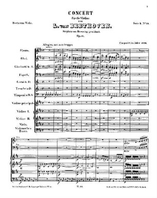 Beethoven's Werke, 29 = Serie 4: Für Violine und Orchester. Concert : op. 61