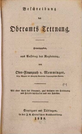 Beschreibung des Oberamts Tettnang