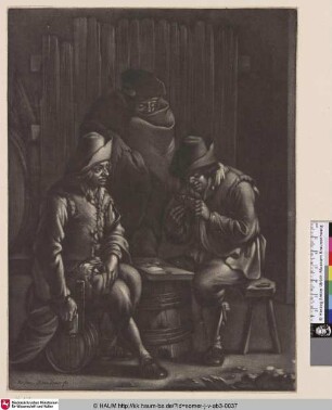 [Kartenspiel; Two peasants playing cards]